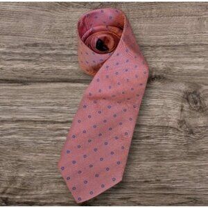 Thomas Pink Silk Tie Neck Blue Circles Textured Necktie Mens Polka Dots Morocco
